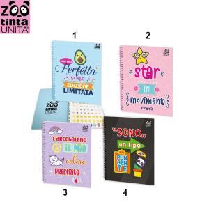 Maxi quaderno spiralato zoo con stickers a4 quadretti 5mm 70fg. 80gr/mq