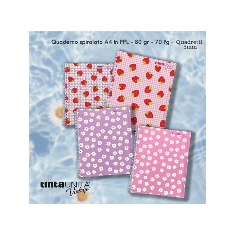 tinta unita tinta unita maxi quaderno spiralato in ppl vintage a4 quadretti 5mm 70fg. 80gr/mq - foto 1