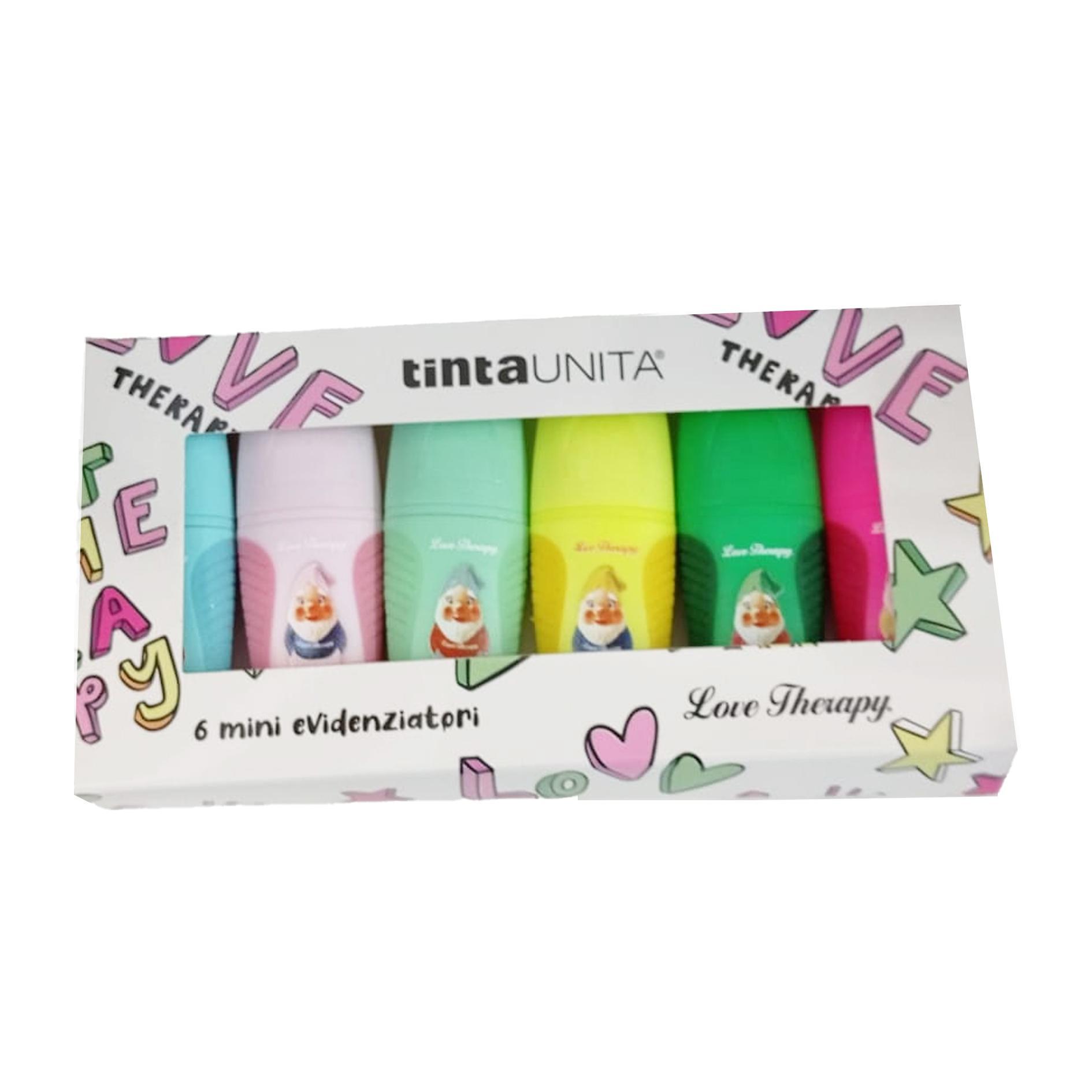 tinta unita tinta unita set 6pz mini evidenziatori love therapy colori assortiti 50934 - foto 1