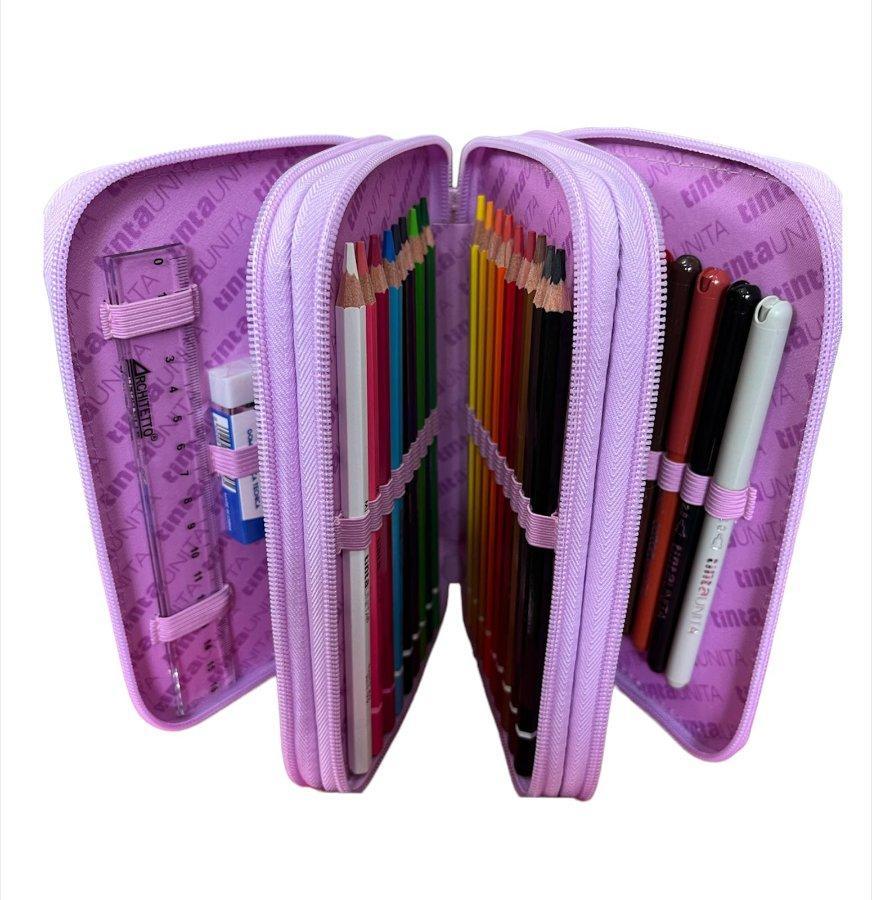 tinta unita astuccio excellent tinta unita 4 zip con tasca e accessori 51201 20x13x6cm - foto 3