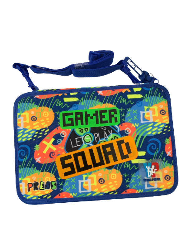 tinta unita maxi astuccio 48pz con tracolla gamer boy tinta unita young people blu 60419 21,5x32x2,5cm - foto 1