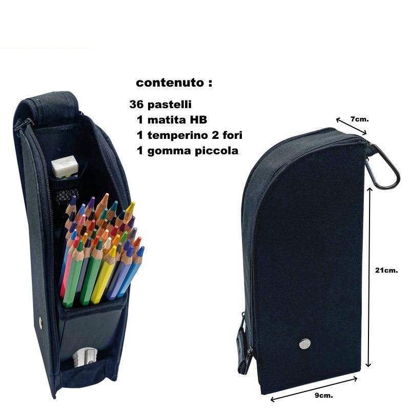 tinta unita astuccio empire nero tinta unita 36 pastelli+accessori 60894 - foto 3