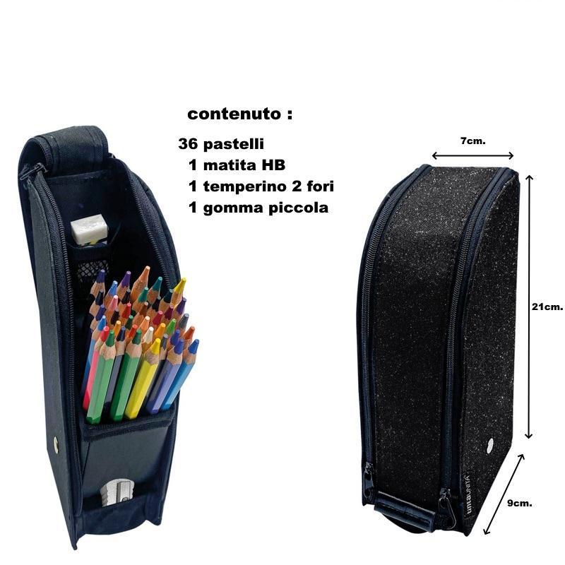 tinta unita astuccio empire nero glitter tinta unita 36 pastelli+accessori - foto 2