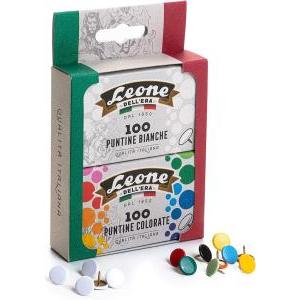 2 scatole di 100 puntine bianche+100 colorate