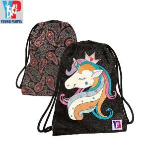 Sakky bag unicorn nero sacca young people  30x40cm 51048