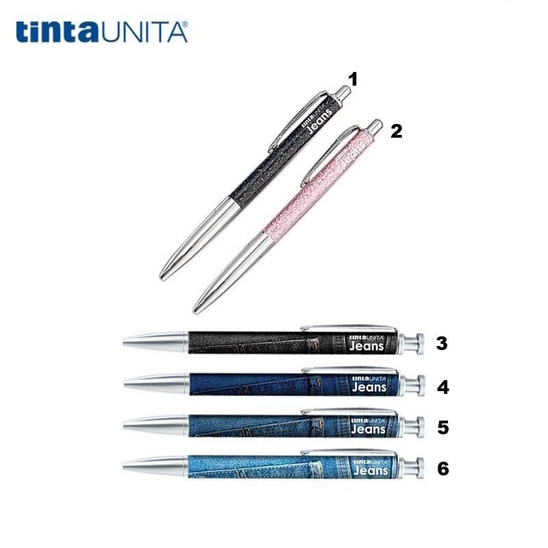 tinta unita tinta unita jeans 36pz penna sfera a scatto in 4 varianti jeans e 2 glitter tratto 1.0mm - foto 1