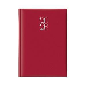 Agenda giornaliera gommato 2026 14,5x20,5cm rosso sab/dom abbin.