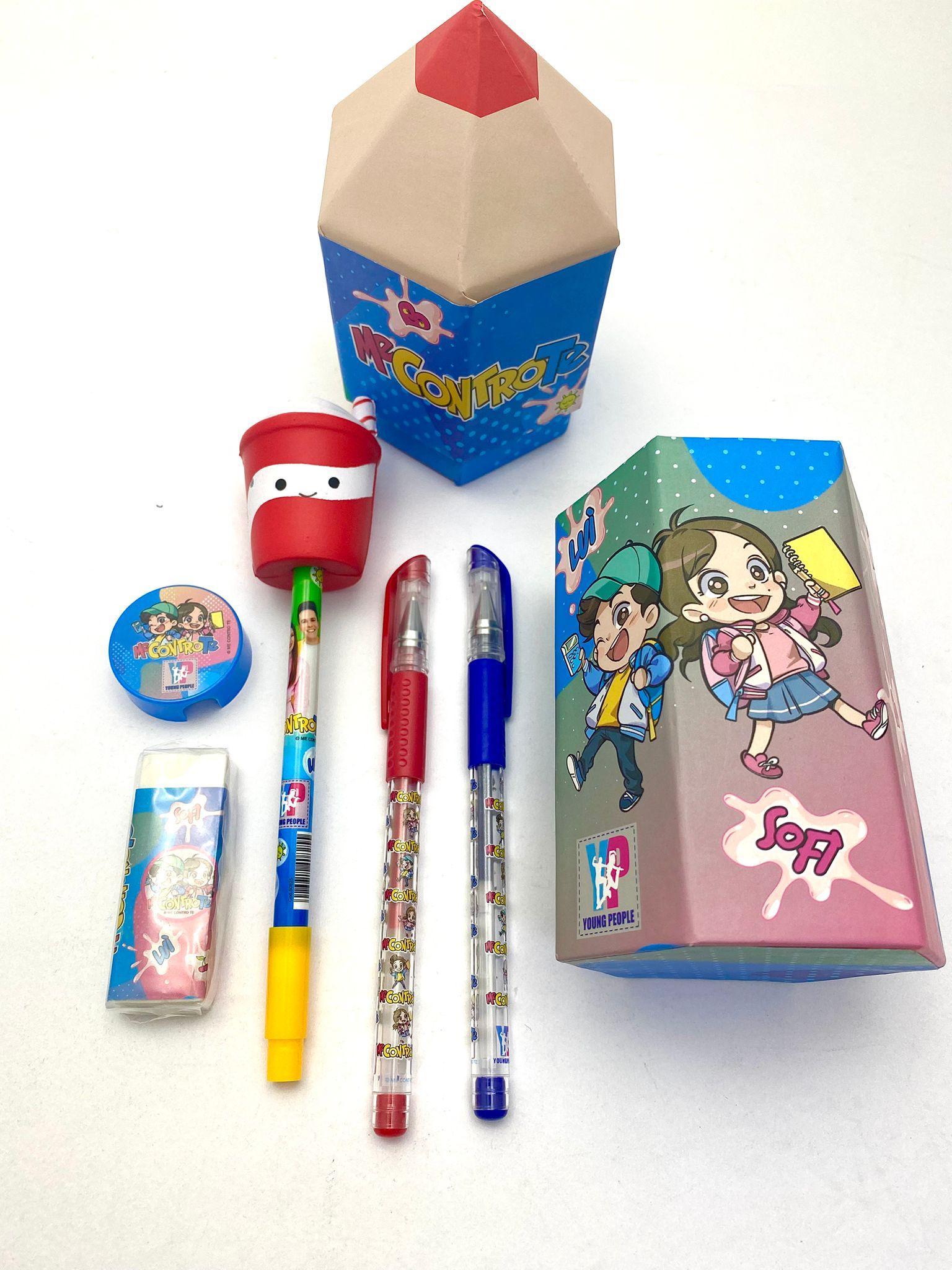 tinta unita me contro te set astuccio matitone portapenne con cancelleria scuola - foto 1