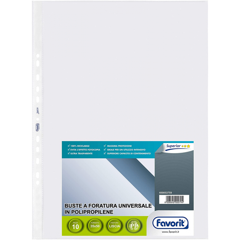 favorit favorit 10 pz buste forate interni listino finitura liscia 35x50 cm - foto 2