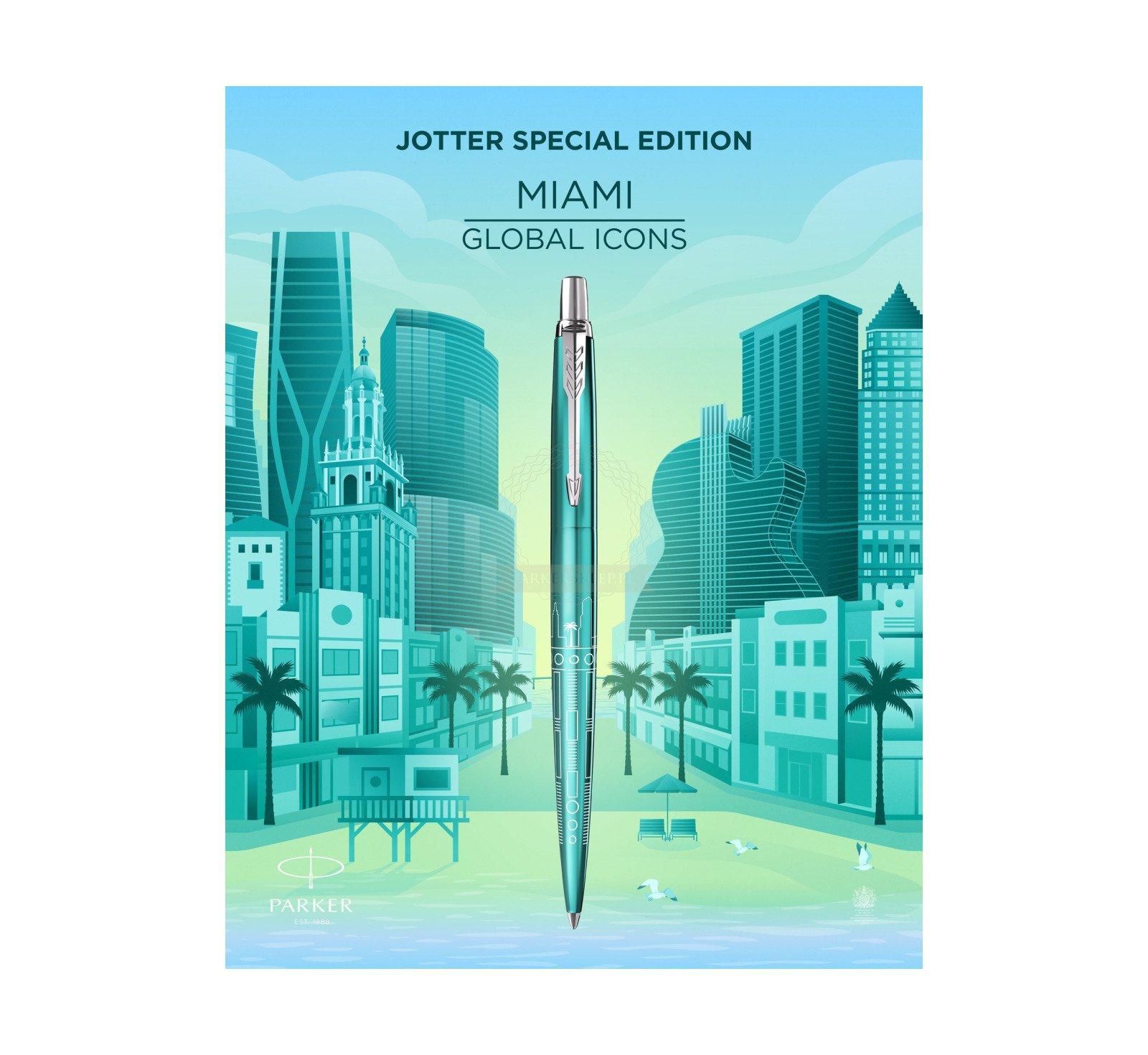 parker parker penna a sfera jotter miami edizione speciale punta media inchiostro blu - foto 2