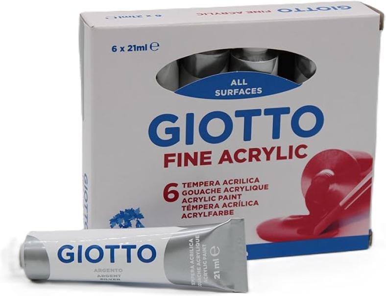 giotto giotto 6 pz colori a tempera acrilica t7 21ml argento - foto 1