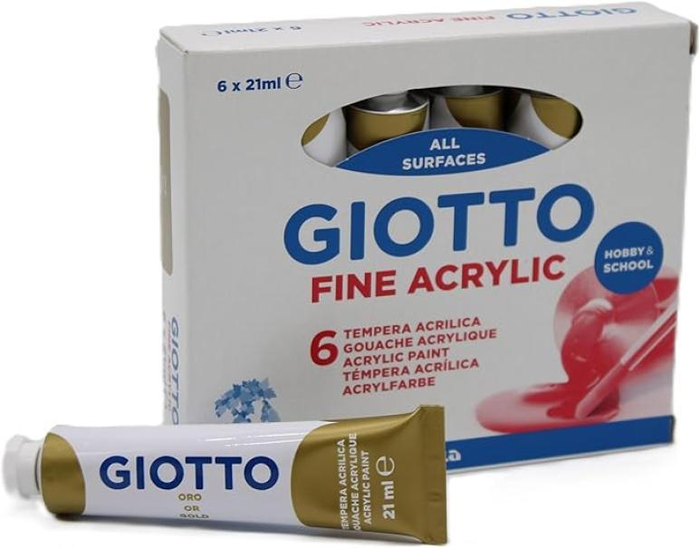 giotto giotto 6 pz colori a tempera acrilica t7 21ml oro - foto 1