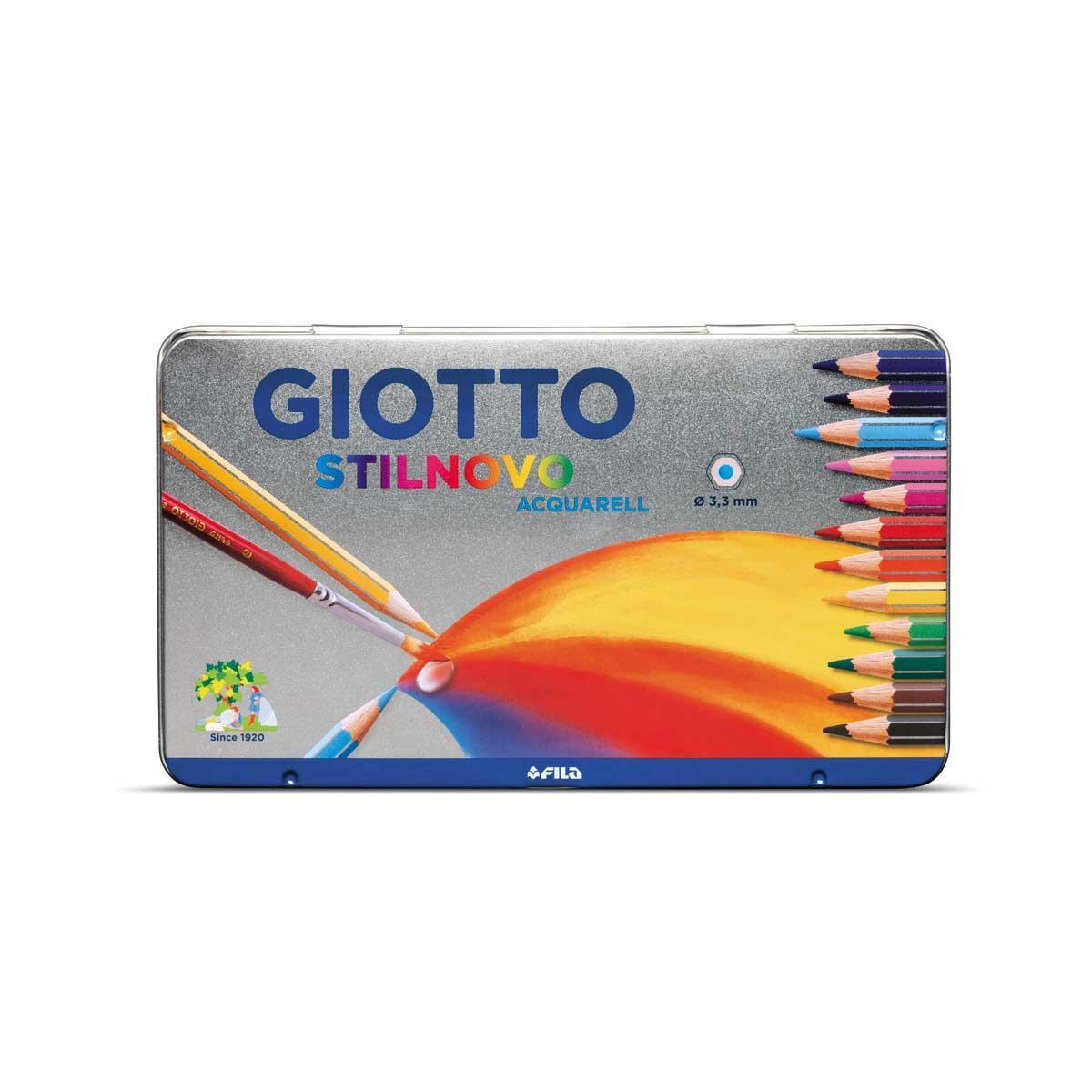 giotto giotto stilnovo aquarell 12 pastelli scatola in metallo mina 3,3mm - foto 1