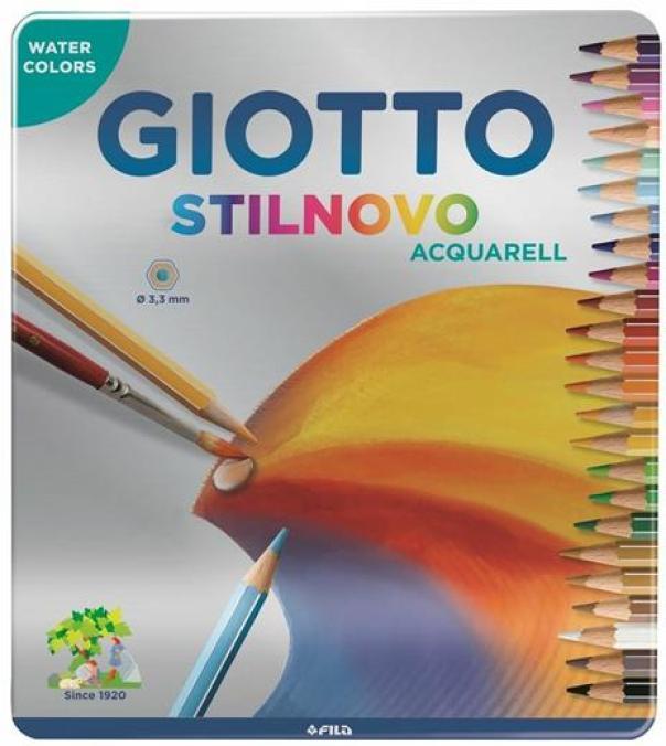 giotto giotto stilnovo aquarell 24 pastelli scatola in metallo mina 3,3mm - foto 1