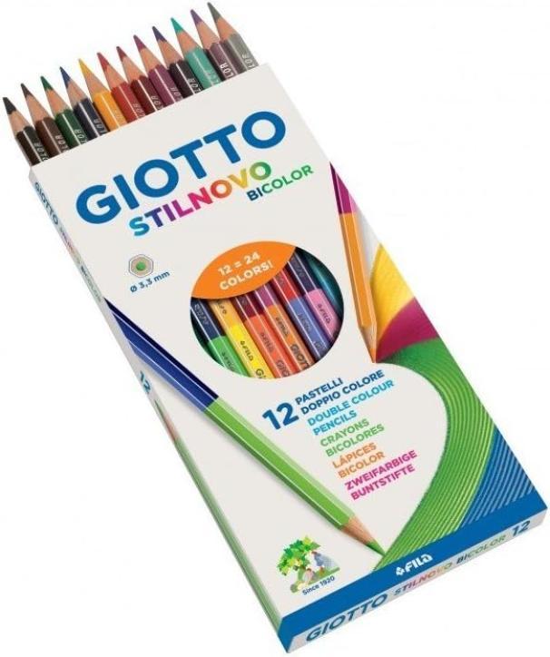 giotto giotto stilnovo bicolor pastelli 12 colori (totale 24 colori) mina 3,3 mm - foto 1