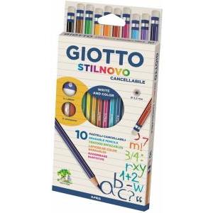 Stilnovo cancellabile pastelli 10 colori con gomma e temperino