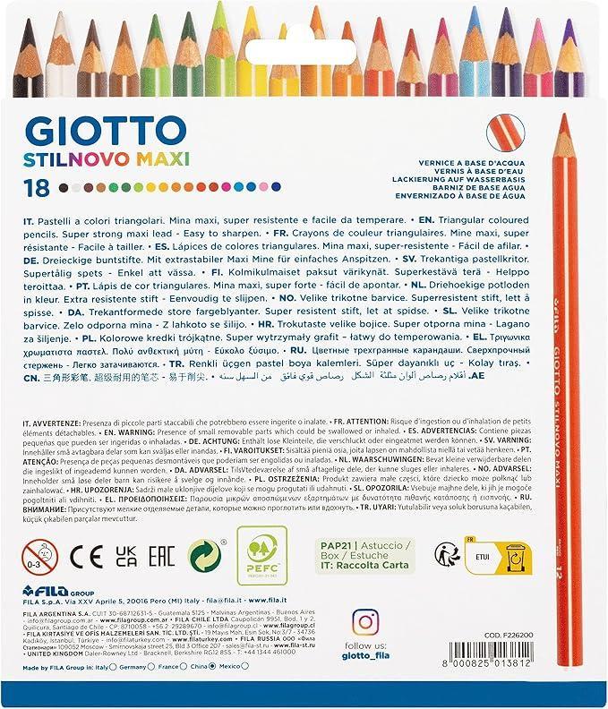 giotto giotto stilnovo maxi pastelli 18 colori mina 4,3 mm - foto 2