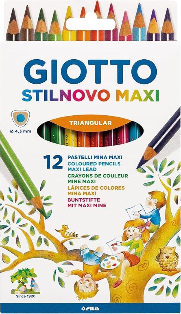 giotto giotto stilnovo maxi pastelli 6 conf. da 12 colori mina 4,3 mm - foto 1