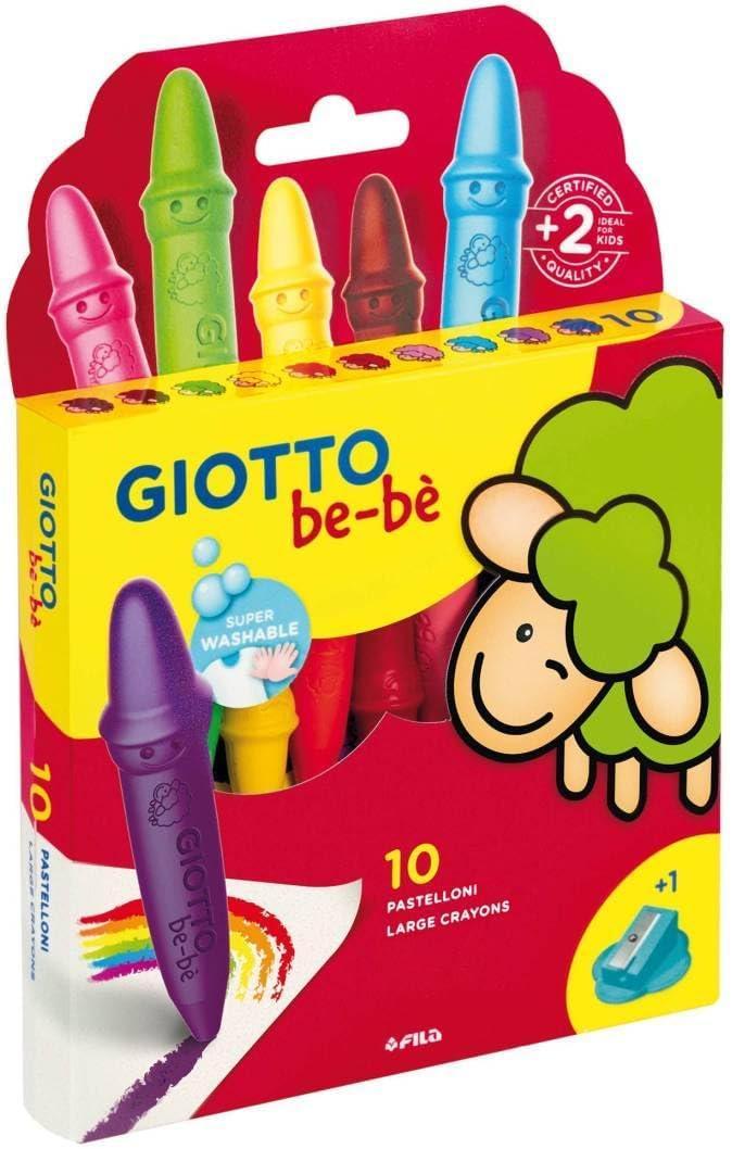 giotto giotto bebè pastelli a cera 10 colori mina 7 mm con temperino - foto 1