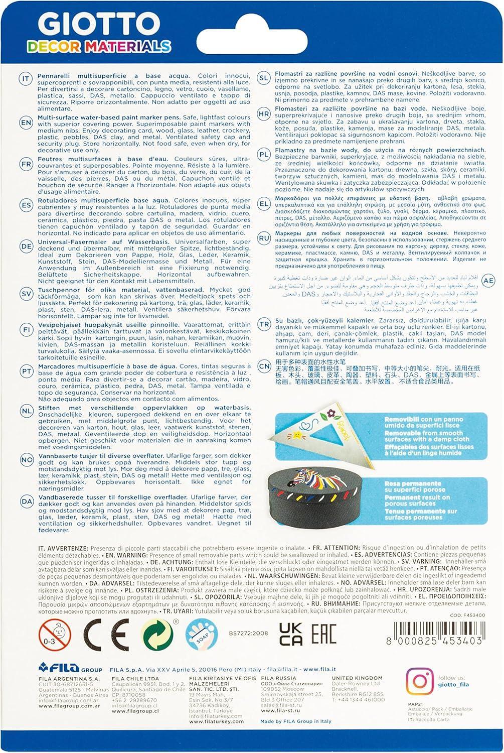 giotto giotto decor materials pennarelli multisuperficie 4 conf. da 12 colori - foto 2