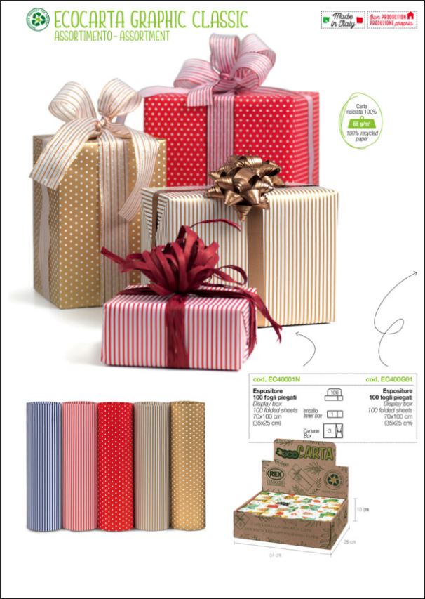 rex rex carta regalo eco graphic confezione 100 fogli formato 70x100 cm - foto 3