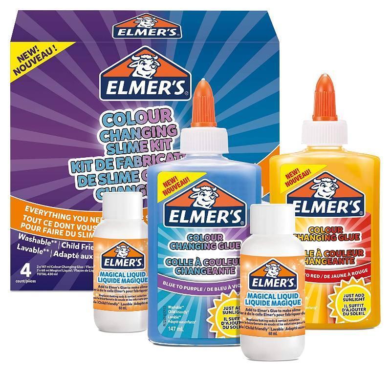 elmer's elmer's kit colla cambia colore, 2 colle(blu/viola,giallo/rosso)+2magical liquid - foto 1