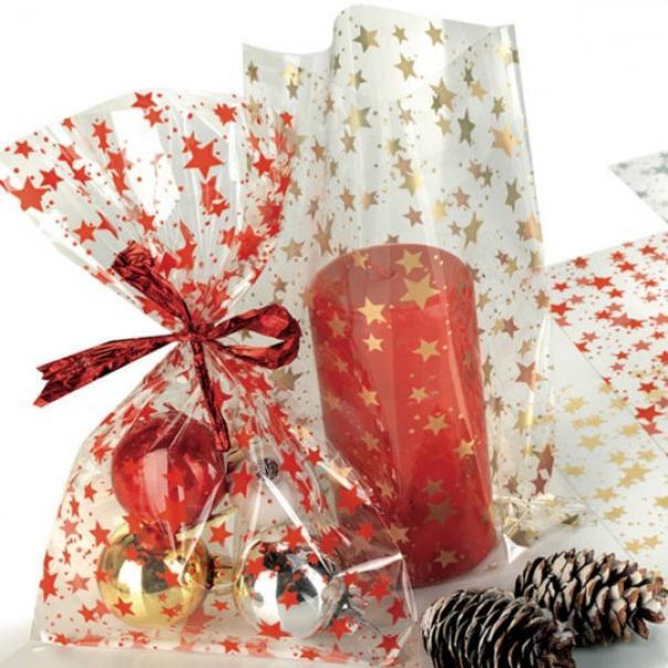p.n.p. plast pnp plast 50pz buste alimentari trasparenti starry 25x40cm con stelle rosse - foto 1 p.n.p. plast pnp plast 50pz buste alimentari trasparenti starry 25x40cm con stelle rosse - foto 1