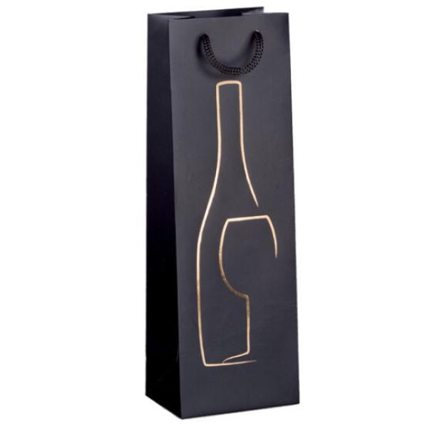 rex rex 10 pz buste porta bottiglia nere con manico e stampa a caldo 12x9x37cm - foto 1