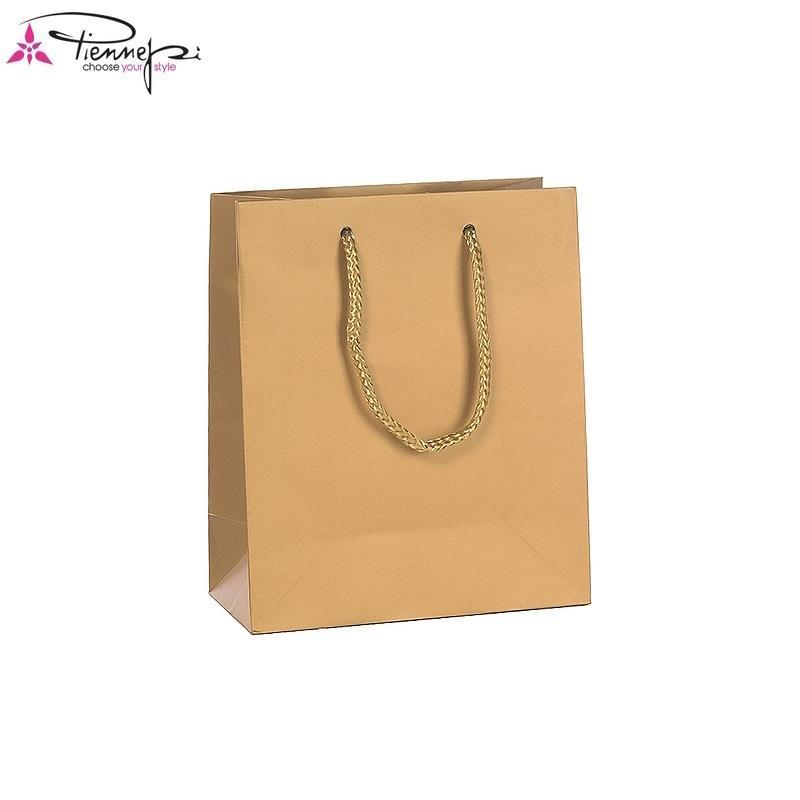 p.n.p. plast pnp 12pz buste regalo shopping oro con manico in cordino 37x27x12 cm - foto 1