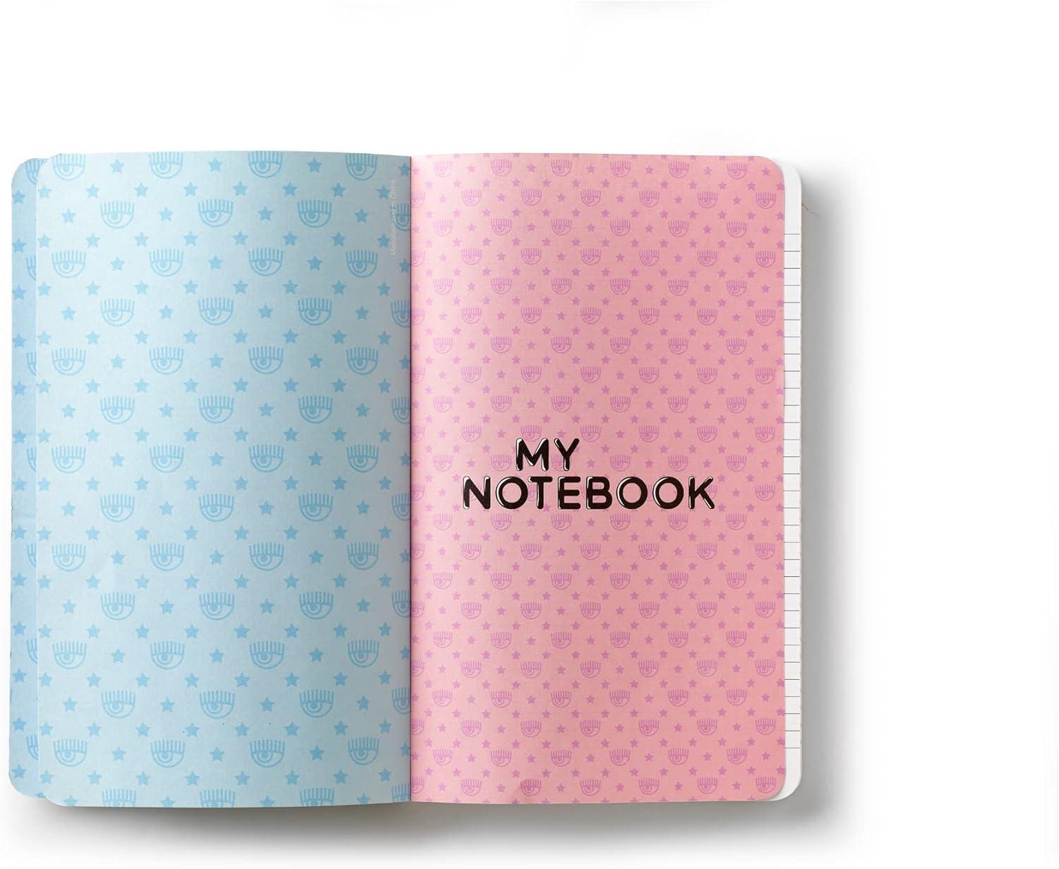 pigna pigna notebook chiara ferragni con elastico 13x21cm rosa 1 rigo - foto 2