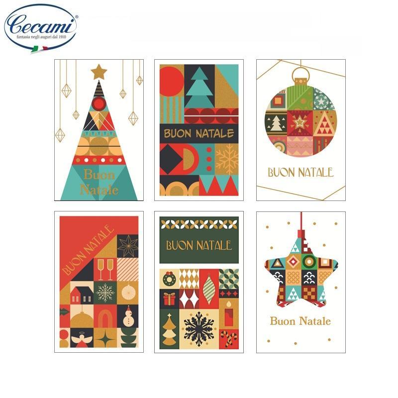 cecami cecami 48pz biglietti auguri di buon natale 9x14cm fantasie assortite 50190bn - foto 1