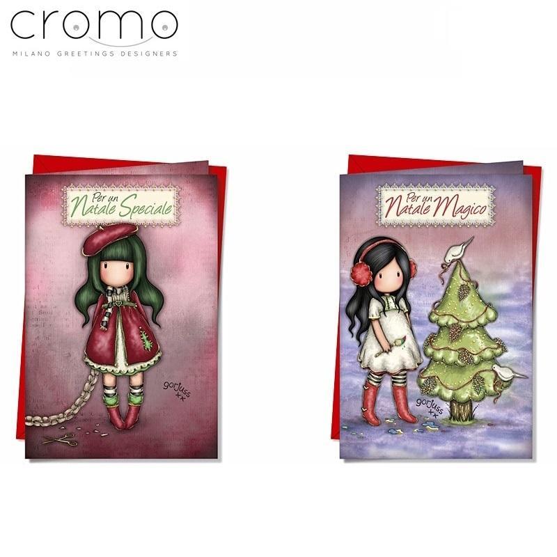 cromo srl cromo 12 pz biglietti buon natale gorjuss 11,5x17cm gj7686 fantasie assortite - foto 1