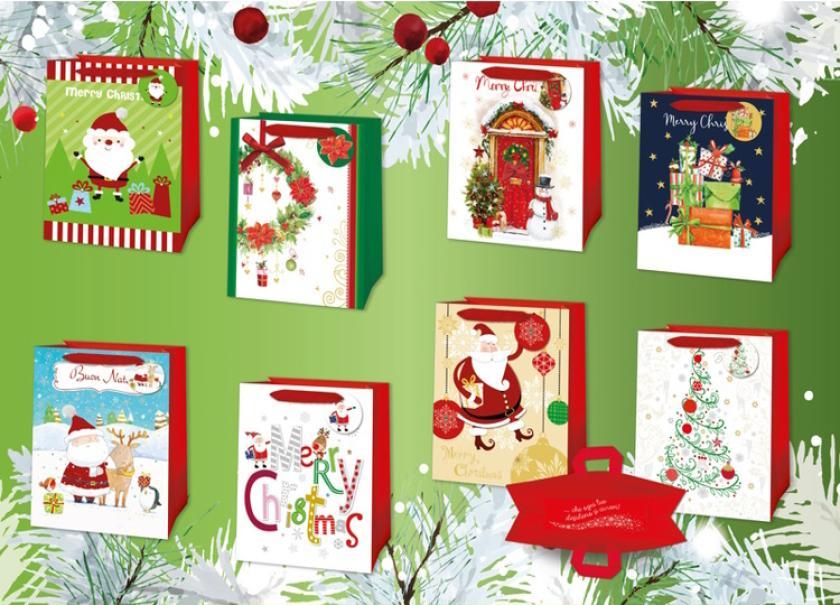 tinta unita dedicato a te natale 16 pz. buste regalo shopper deluxe l 32x26x12cm assortite - foto 1