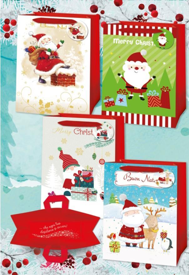 tinta unita dedicato a te natale 16 pz. buste regalo shopper deluxe xl 42x30x12cm assortite - foto 1