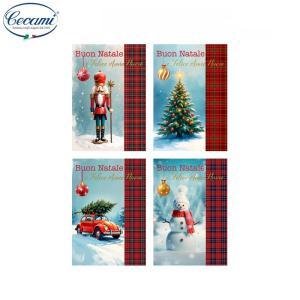 12pz biglietti auguri buon natale tartan 12x18cm 50178bn