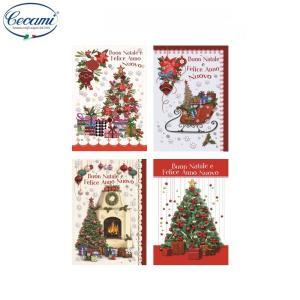 12pz biglietti buon natale patchwork 12x18cm 50153bn