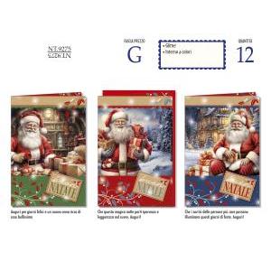 Cromo 12pz biglietti auguri buon natale 12x18cm nt9275