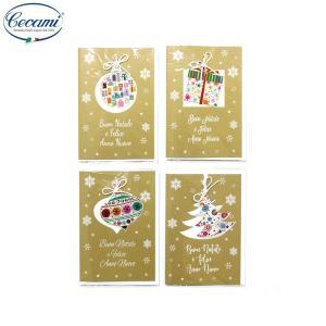 12pz biglietti auguri buon natale con applicazioni 12x18cm 50064bn