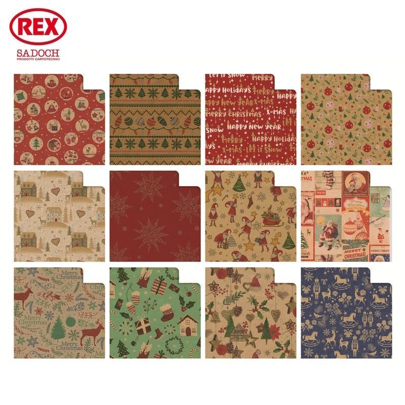 rex rex 100 fogli carta regalo kraft natura natale 70x100cm fantasie assortite - foto 1