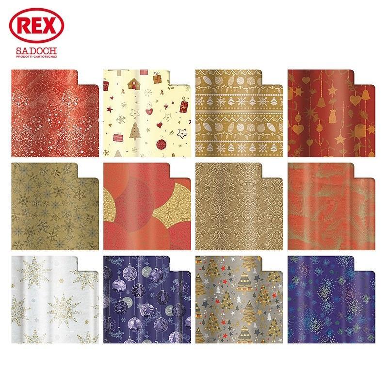 rex rex 60 fogli carta regalo natale hot metal 70x100cm fantasie assortite - foto 1
