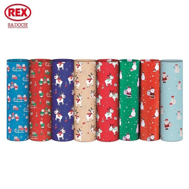 rex rex 100 fogli carta regalo eco natale 70x100cm 40008n fantasie assortite - foto 1