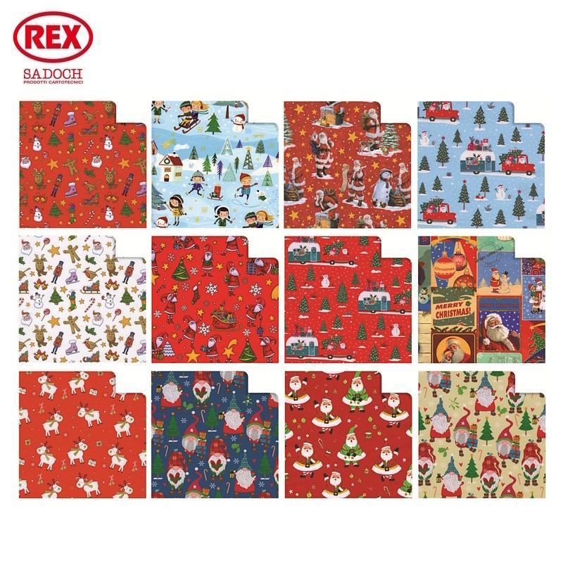 rex rex 100 fogli carta regalo natale raso bimbi 70x100cm fantasie assortite - foto 1