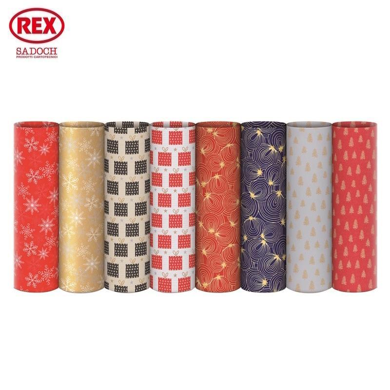 rex rex 100 fogli carta regalo eco natale 70x100cm fantasie assortite 40005n - foto 1