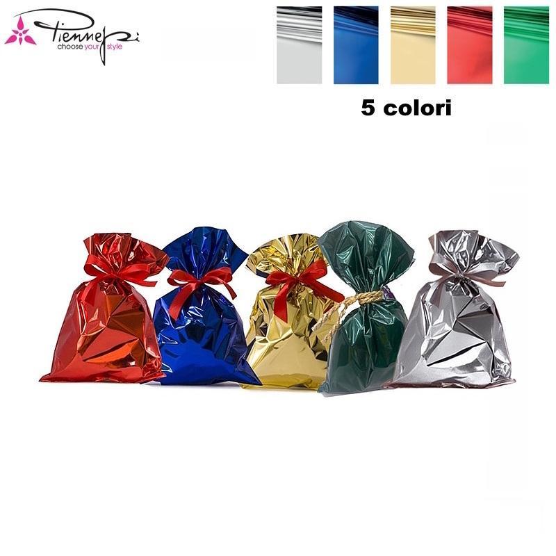 p.n.p. plast pnp 100 buste sacchetti regalo natale 16x25cm 5 colori metallizzati - foto 1 p.n.p. plast pnp 100 buste sacchetti regalo natale 16x25cm 5 colori metallizzati - foto 1