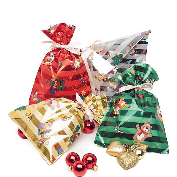 p.n.p. plast pnp 100pz buste sacchetti regalo natalizi yankee 16x25cm 5 colori - foto 1