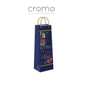 Cromo 12 pz. shopper natale buste porta bottiglia 37x12,7x11,3 cm con manico