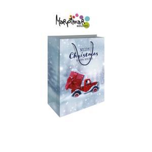 Shopper 12 pz. buste natale "red truck" 32x26x12 cm