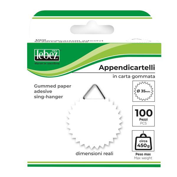 lebez lebez 100pz appendicartelli adesivi in carta gommata ø 0,35mm peso max 450g - foto 1