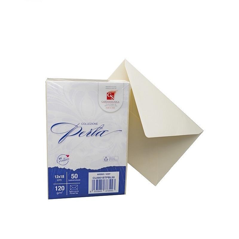 gs cartotecnica gs cartotecnica 50pz buste da lettera perla avorio 12x18cm 120gr/mq - foto 1