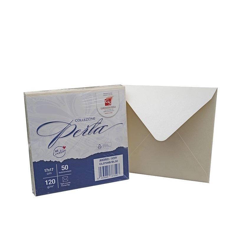 gs cartotecnica gs cartotecnica 50pz buste da lettera perla avorio 17x17cm 120gr/mq - foto 1